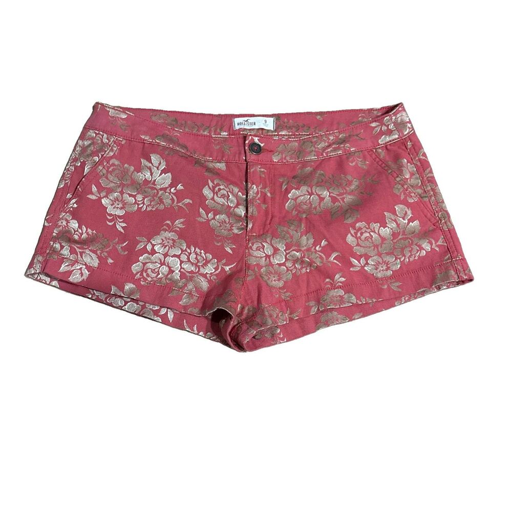 Red Hollister Red Gold Hawaiian Floral Shorts Size 9